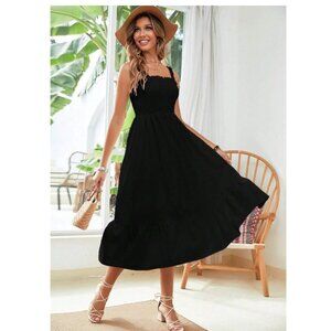 NEW!! Size 6 Solid Shirred Ruffle Hem Cami Dress